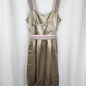Nougat London Silk Blend Belted Dress Sz 3 Gold Pockets‎